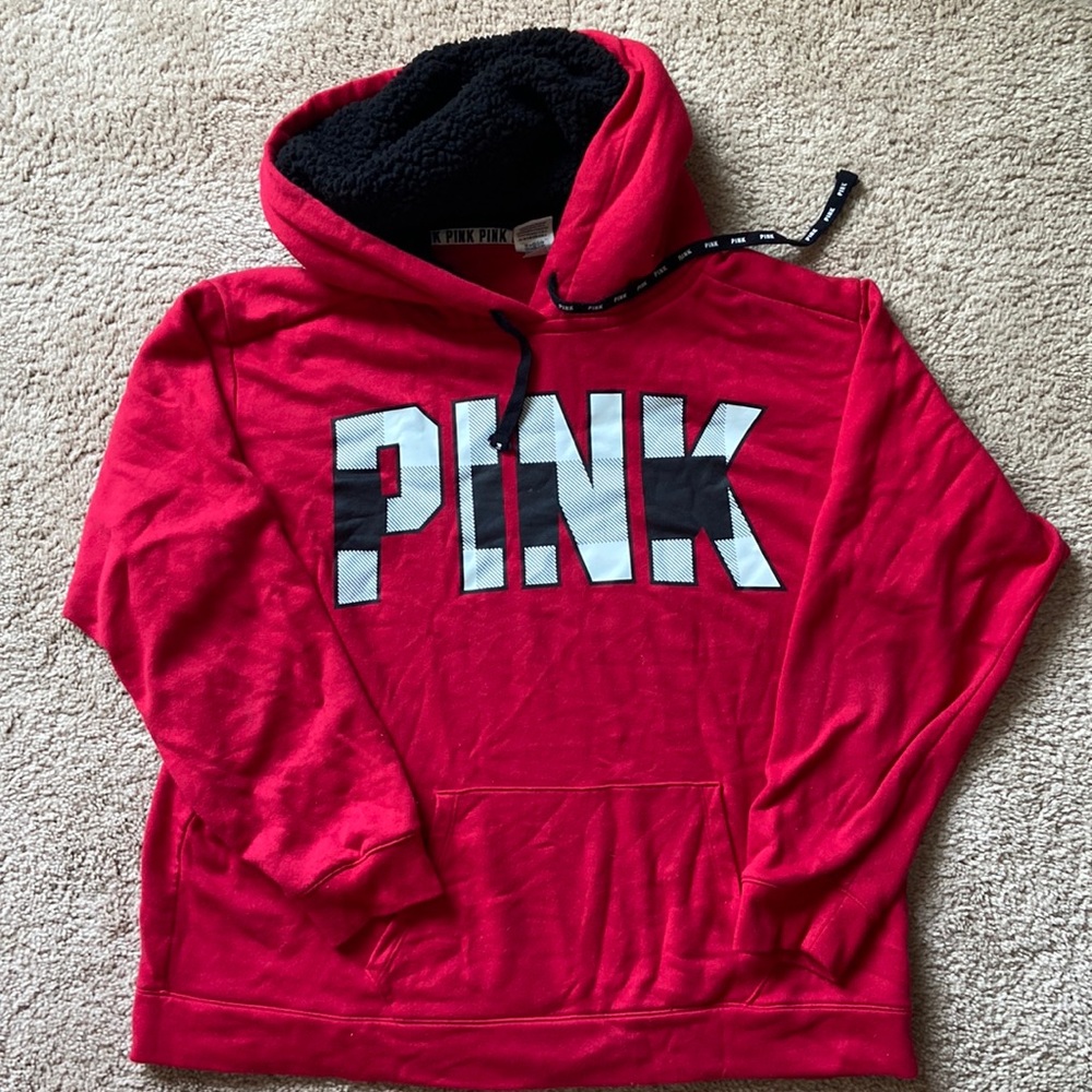 Victoria’s Secret PINK fur hood hoodie